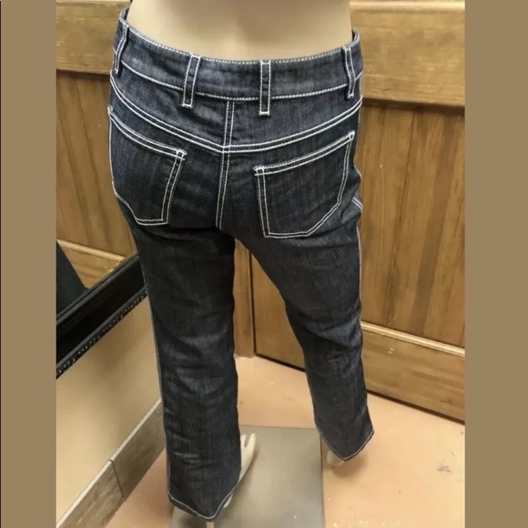 Escada Gray Blue White Stitch Straight Leg Jeans 4 - Picture 7 of 12